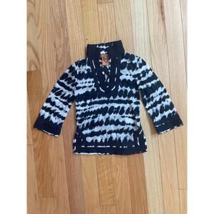 Tory Burch Kids Printed Tunic/Shirt, Navy and White, XXS